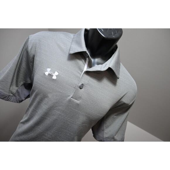 Under Armour Golf Polo HeatGear Loose Gray Athletic Shirt Mens Sz Large - Picture 1 of 8